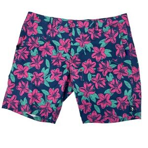 William Murray Hybrid Golf Shorts Mens 38‎ Navy Pink Green Floral Swim Action